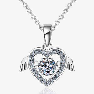 Flying Heart Moissanite 925 Sterling Silver Necklace